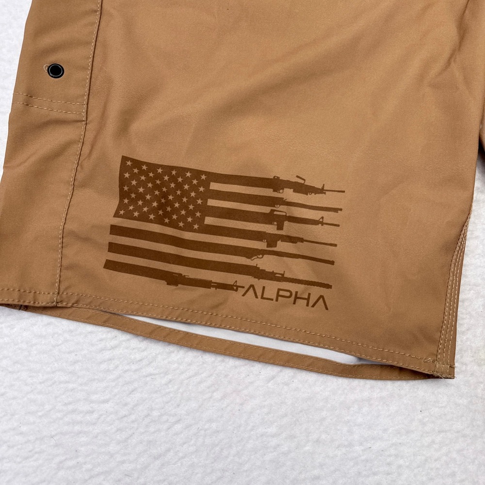 Alpha Defense Gear Board Shorts 2.0 Mens Size 36 Tan Camo Swimsuit Swim Hybrid - Picture 4 of 9